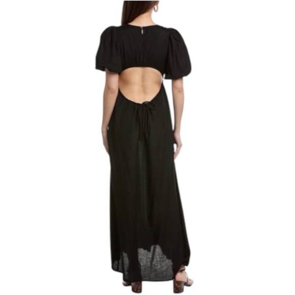 Beach Riot Weston Cutout Puff Sleeve Back Linen Blend Maxi Dress - Black - Large - Picture 8 of 11